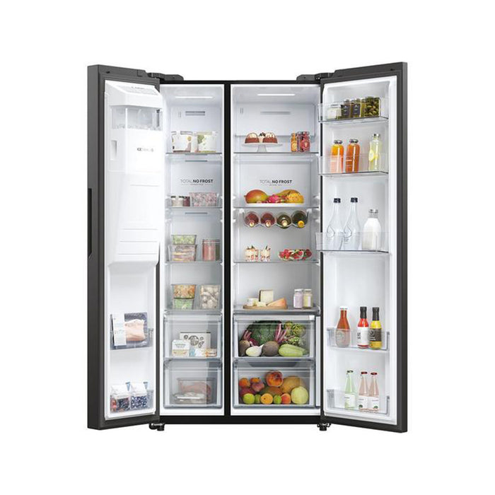 ثلاجة هاير HAIER HSW59F18EIPT 22ft Side By Side Refrigerator, Black